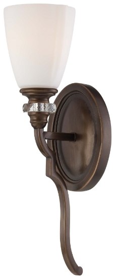 Foto para 100w SW 1 Light Wall Sconce Dark Noble Bronze Etched Opal