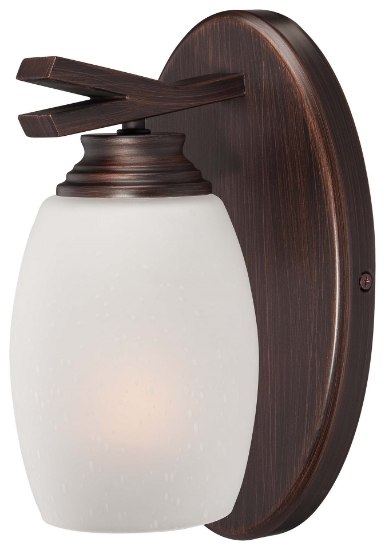 Picture of 100w SW 1 Light Bath Dark Brushed Bronze (Painted) Etched, Seeded Glass
