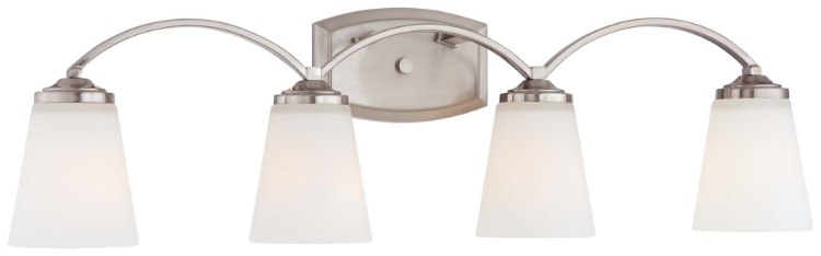 Foto para 100w SW 4 Light Bath  Brushed Nickel Etched White Glass