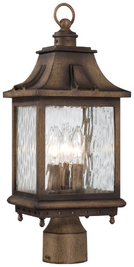 Picture of 60w SW 3 Light Post Mount Portsmouth Bronze Clear Water Glass