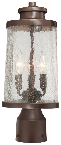 Picture of 60w SW 3 Light Post Mount Architectual Bronze W/ Copper Highlights Clear Crackle