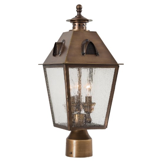 Picture of 60w SW 3 Light Post Mount English Brass Seedy