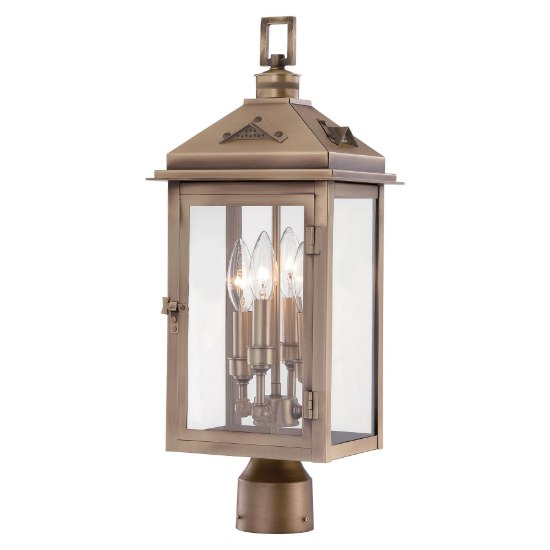 Picture of 60w SW 4 Light Post Mount Colonial Brass Clear