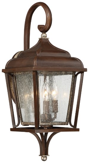 Picture of 60w SW 3 Light Wall Mount Dark Rubbed Sienna With Aged S Clear Seedy Glass