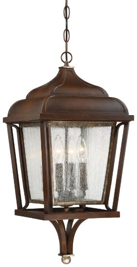 Picture of 60w SW 4 Lt Chain Hung Lantern Dark Rubbed Sienna With Aged S Clear Seedy Glass