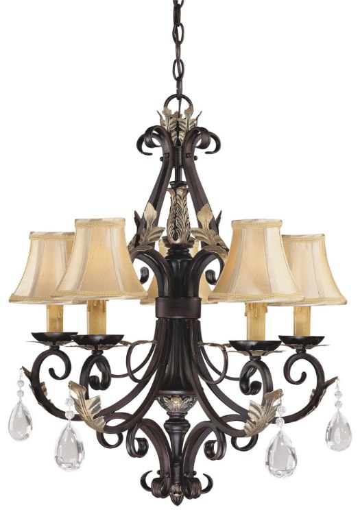 Picture of 40w SW 5 Light Chandelier Castlewood Walnut W/Silver Hl