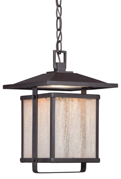 Foto para 14w SW Led Chain Hung Lantern Dorian Bronze Clear Seeded