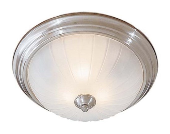 Foto para 60w SW 3 Light Flush Mount Brushed Nickel Frosted Melon Glass