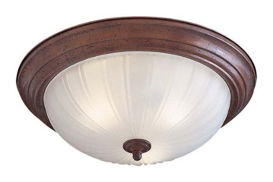 Picture of 13w SW 3 Light Flush Mount Antique Bronze Frosted Melon