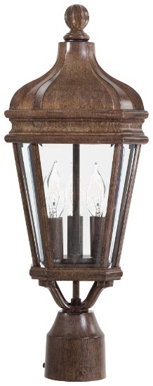 Picture of 40w SW 3 Lt Outdoor Post Mount Vintage Rust Clear Beveled