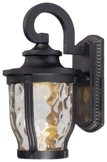 Foto para 10w SW 1 Light Led Wall Mount Black Clear Hammered Glass