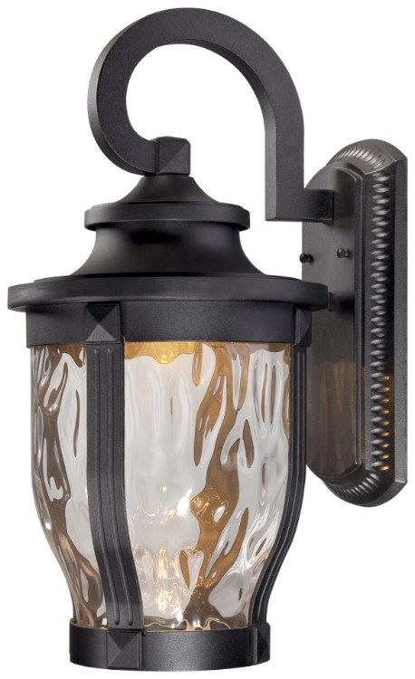 Picture of 10w SW 1 Light Led Wall Mount Black Clear Hammered Glass