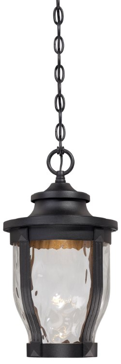 Foto para 10w SW 1 Light Led Chain Hung Black Clear Hammered Glass
