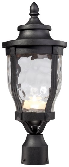 Picture of 10w SW 1 Light Led Post Mount Black Clear Hammered Glass