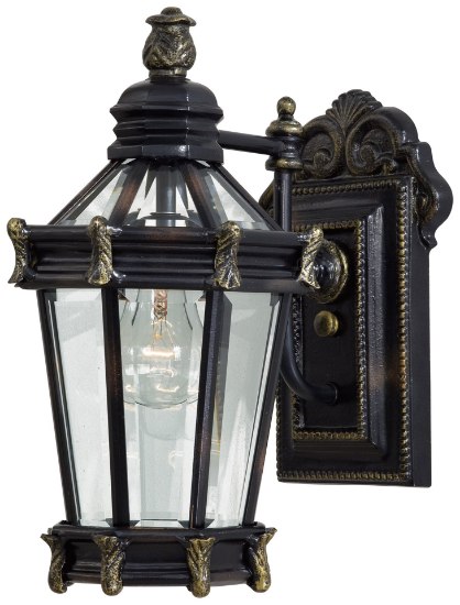 Picture of 100w SW 1 Lt Outdoor Wall Mount Heritage W/ Gold Highlights Clear Beveled