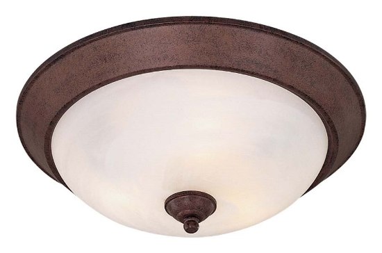 Picture of 60w SW 3 Light Flush Mount Antique Bronze Etched Marble