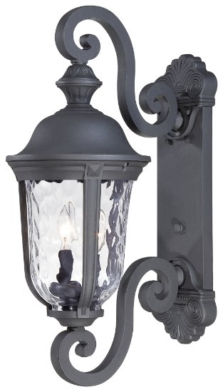 Picture of 60w SW 2 Lt Outdoor Wall Mount Black Mouth Blown Clear Hammered