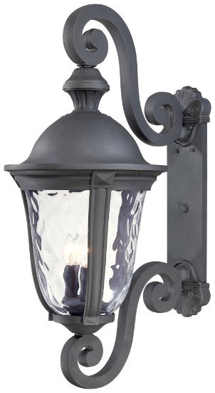 Picture of 60w SW 3 Lt Outdoor Wall Mount Black Mouth Blown Clear Hammered