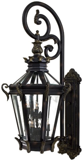 Picture of 60w SW 6 + 3 Lt Outdoor Wall Mount Heritage W/ Gold Highlights Clear Beveled