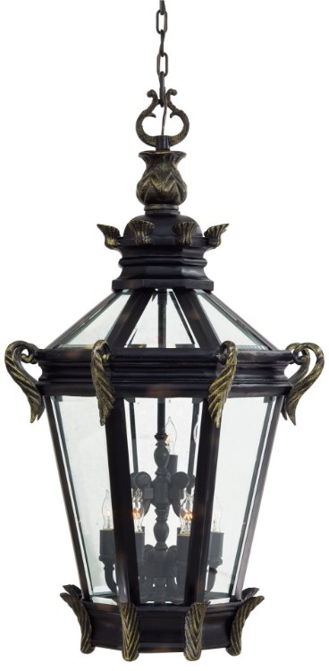 Foto para 60w SW 9 Light Chain Hung Heritage W/ Gold Highlights Clear Beveled