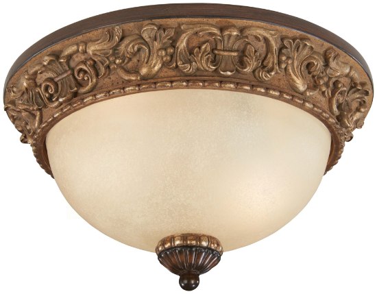 Picture of 60w SW 2 Light Flush Mount Belcaro Walnut Aged Champagne