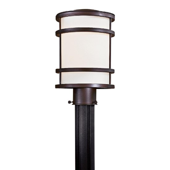 Foto para 100w SW 1 Lt Outdoor Post Mount Oil Rubbed Bronze Etched Opal