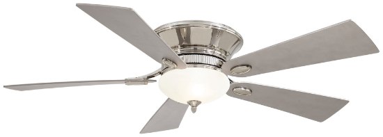 Picture of 120w SW Flush Mount Ceiling Fan Polished Nickel White Frosted