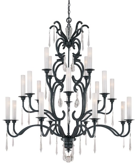 Picture of 25w SW Twenty Light Chandelier Castellina Aged Iron White Iris