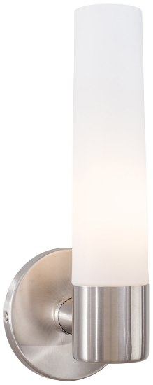 Foto para 60w SW 1 Light Wall Sconce Brushed Stainless Steel Etched Opal