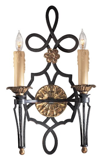 Foto para 60w SW Two Light Wall Sconce French Black W/ Gold Leaf Highlights