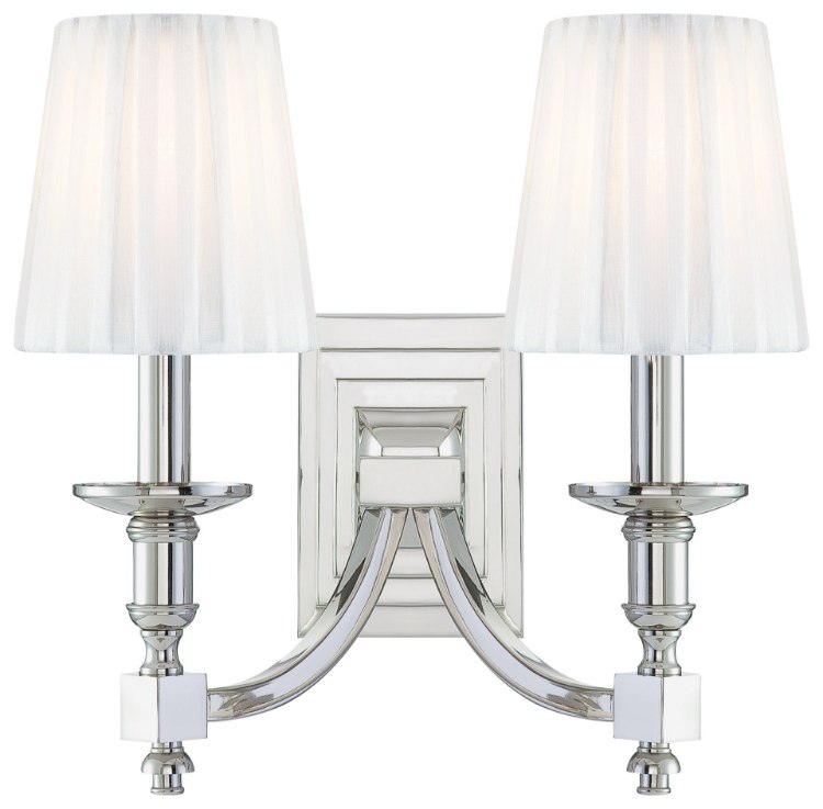 Picture of 60w SW Two Light Wall Sconce Polished Nickel White