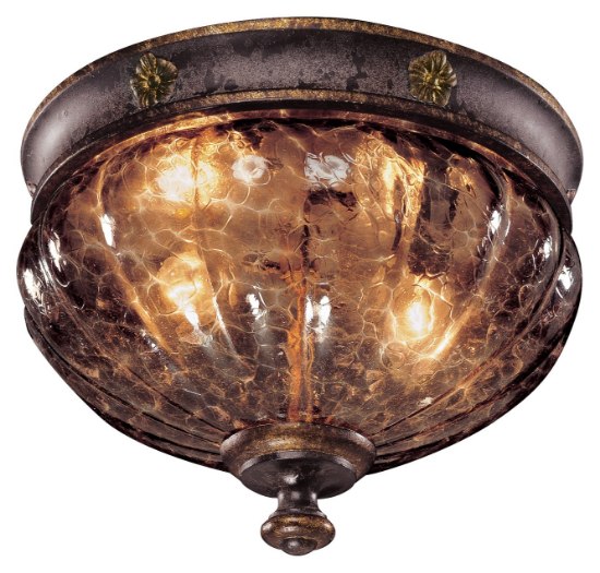 Picture of 40w SW 2 Light Flush Mount Sanguesa Patina Vidrio Artistico