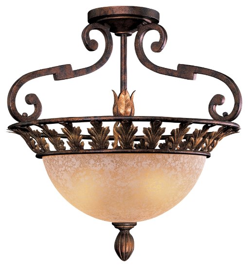 Picture of 60w SW 3 Light Semi Flush Mount Golden Bronze Salon Scavo