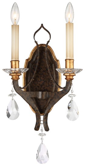 Picture of 60w SW 2 Light Wall Sconce Raven Bronze W/Sunburst Gold H