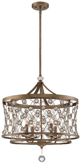 Picture of 60w SW 4 Light Pendant Arcadian Gold Gf442,Clear Crystal
