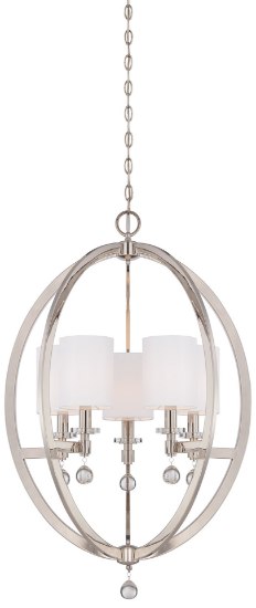 Picture of 60w SW Five Light Chandelier Polished Nickel White