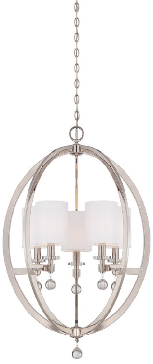 Picture of 60w SW Five Light Chandelier Polished Nickel White