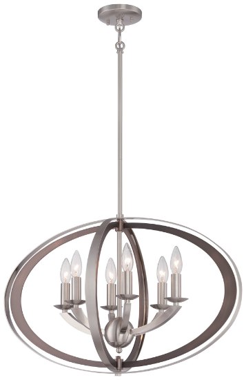 Picture of 60w SW Six Light Chandelier  Brushed Nickel