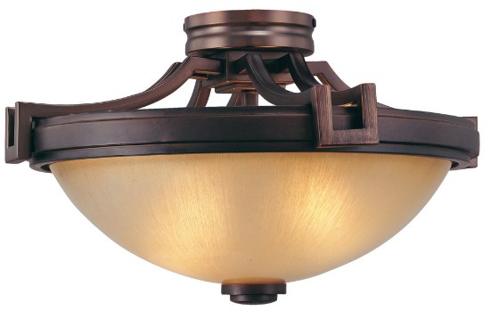 Foto para 100w SW Two Light Semi Flush Cimmaron Bronze Brushed Caramel Silk