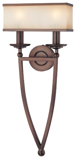 Foto para 60w SW Two Light Wall Sconce Cimmaron Bronze Brushed Caramel Silk