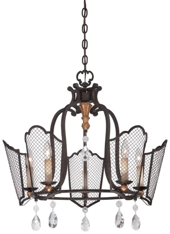 Picture of 60w SW Five Light Chandelier - Jessica Mcclintock Home- The Romance Collection™ French Bronze W/ Gold Highlights