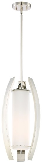 Picture of 100w SW 1 Light Pendant Polished Nickel Etched Opal Glass