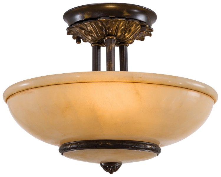 Picture of 60w SW 3 Light Semi Flush Mount Natural White Alabaster