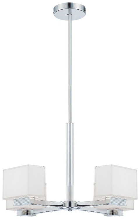 Picture of 75w SW 4 Light Chandelier Chrome Mitered/White Inside