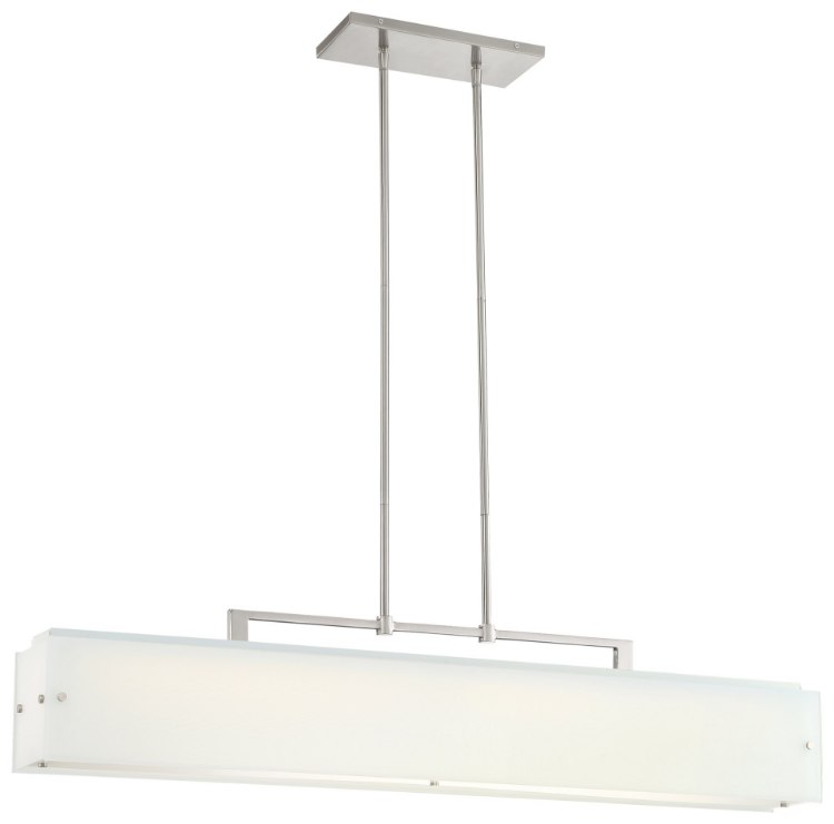 Picture of 64w WW Island Light Brushed Nickel Etched White Reeded Glass