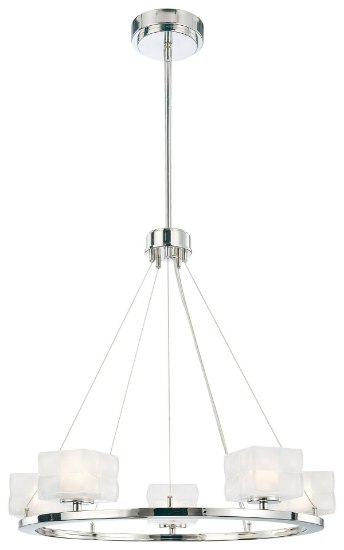 Picture of 75w SW 5 Light Chandelier Polished Nickel Clear/Inside Etched