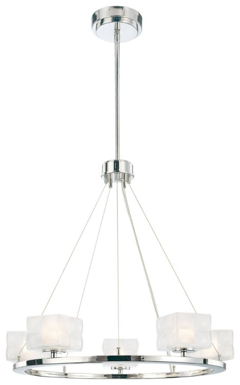Picture of 75w SW 5 Light Chandelier Polished Nickel Clear/Inside Etched