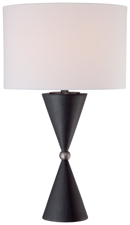 Picture of 100w SW 1 Light Table Lamp Antique Nickel Pure White Linen Shade