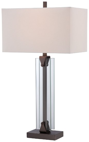 Foto para 100w SW 1 Light Table Lamp Harvard Court Bronze Pure White Linen