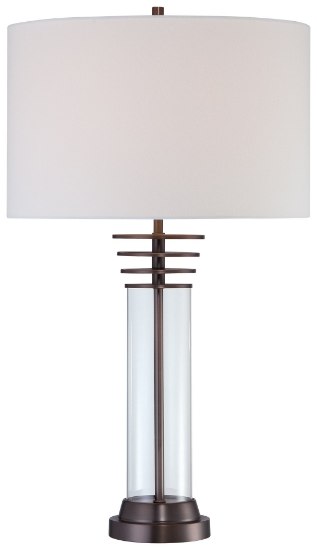 Picture of 100w SW 1 Light Table Lamp Harvard Court Bronze Pure White Linen